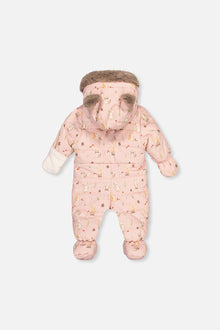 Baby One Piece Snowsuit Adapted For Car Seats Pink Animal Print - J10A601_1J001