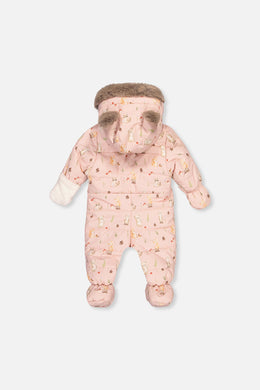 Baby One Piece Snowsuit Adapted For Car Seats Pink Animal Print - J10A601_1J001