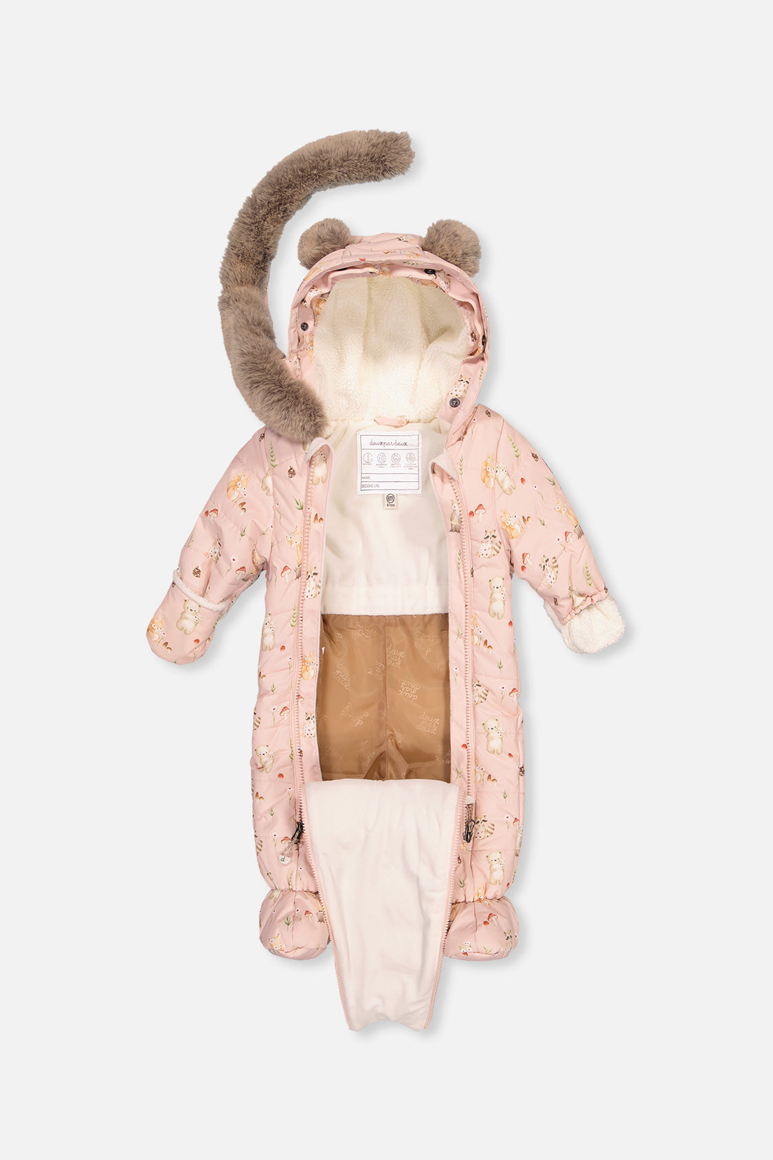 Baby One Piece Snowsuit Adapted For Car Seats Pink Animal Print - J10A601_1J001