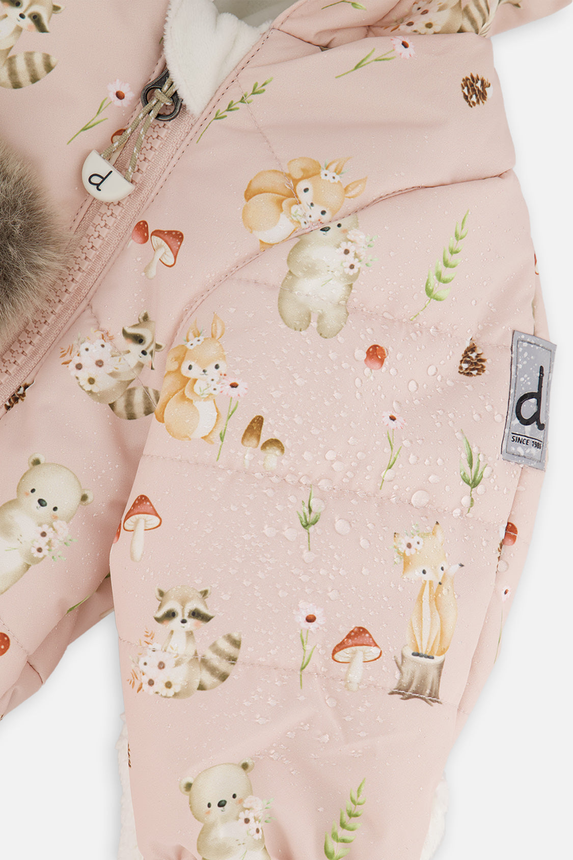 Baby One Piece Snowsuit Adapted For Car Seats Pink Animal Print - J10A601_1J001