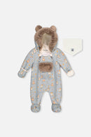 Baby One Piece Snowsuit Adapted For Car Seats Blue Animal Print - J10A601_1J002
