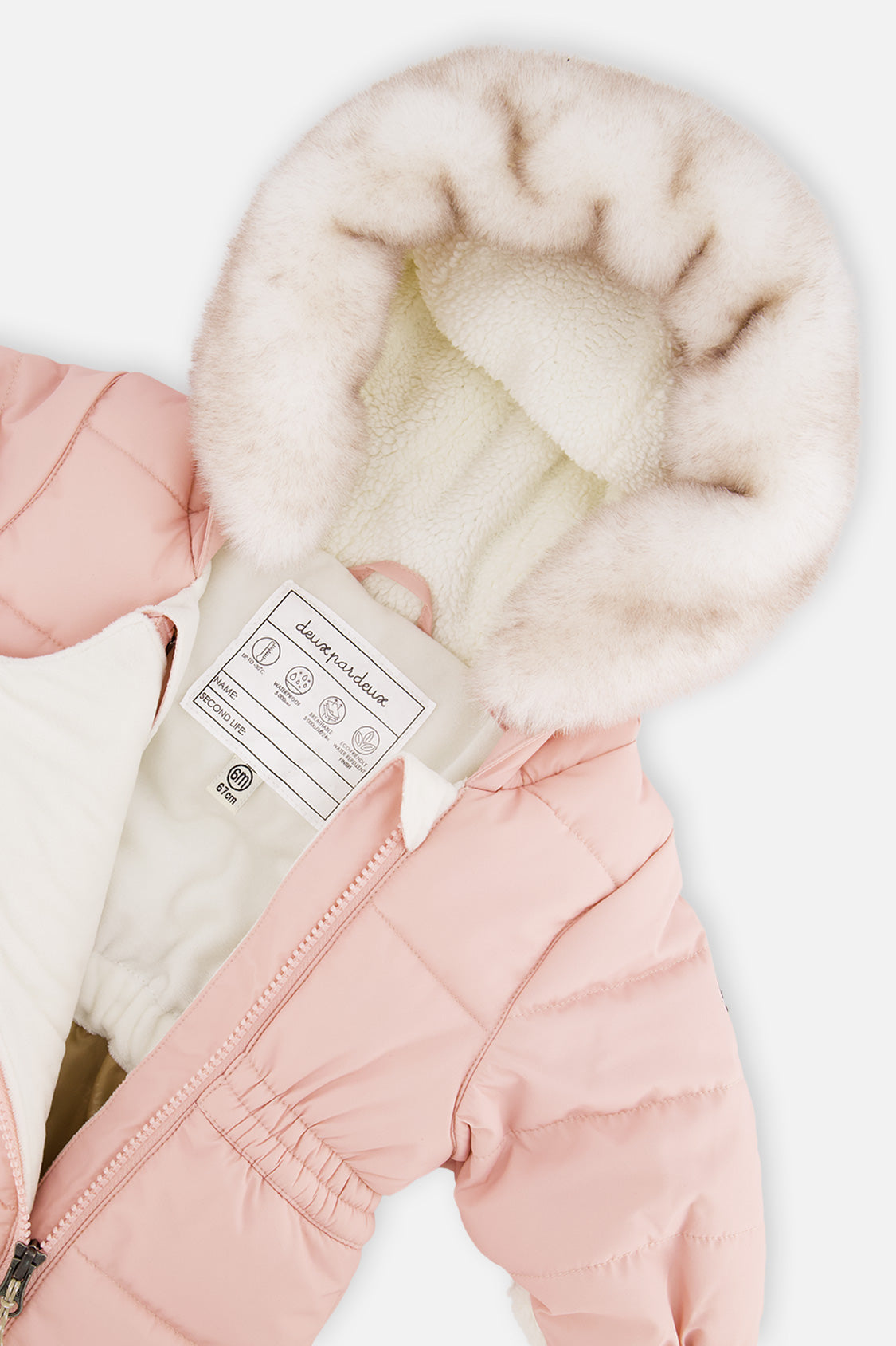 Baby One Piece Snowsuit For Car Seats Pale Dusty Pink - J10A602_06220