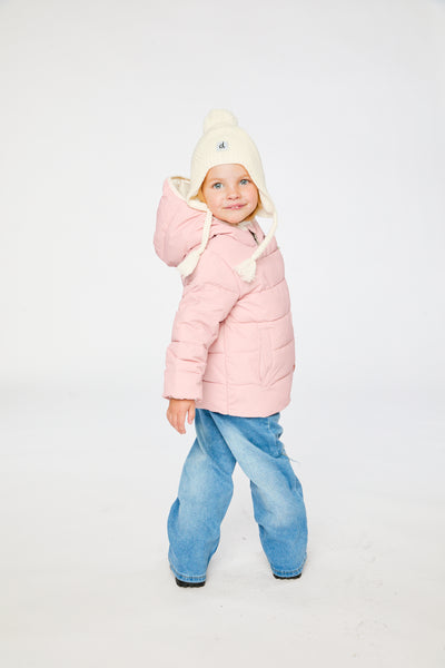 Winterjacke für Autokindersitze in blassem Altrosa