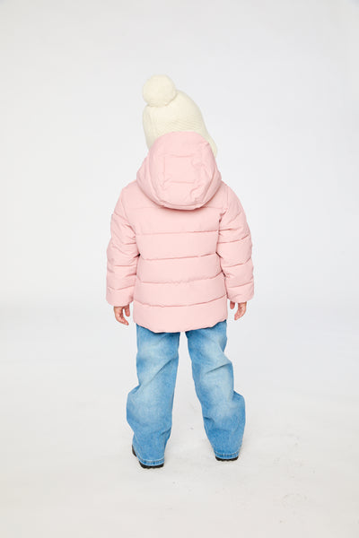 Winterjacke für Autokindersitze in blassem Altrosa
