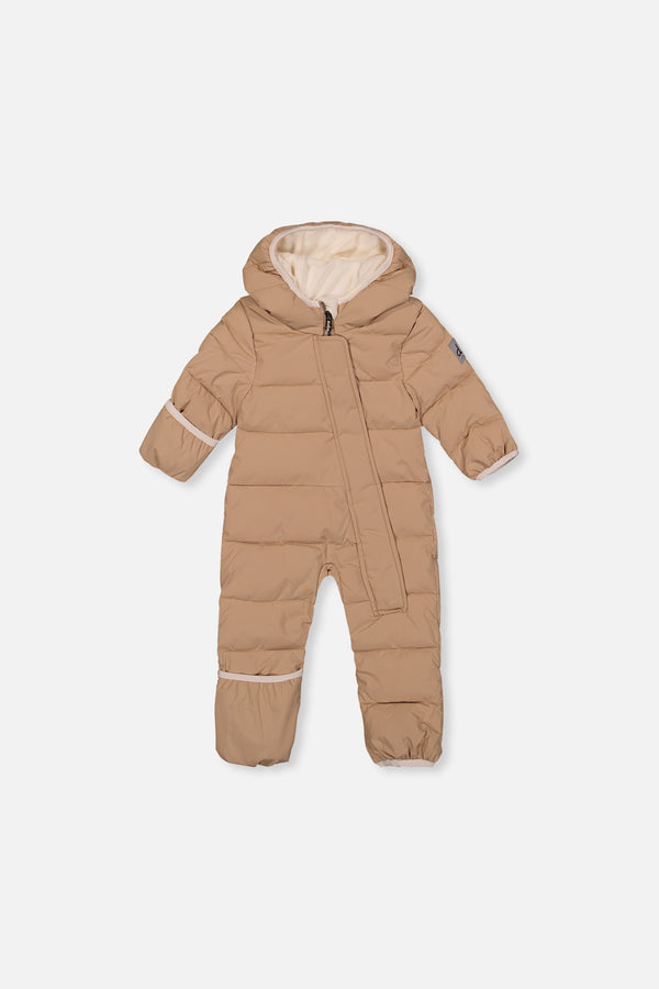 Beige Babyschneeanzug „Baby Cloud“ als Einteiler, für Autositze geeignet