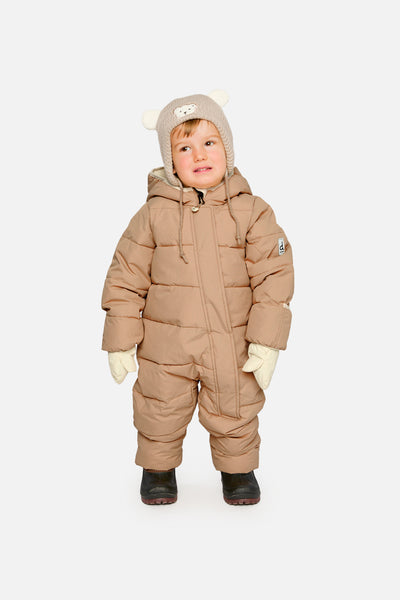 Beige Babyschneeanzug „Baby Cloud“ als Einteiler, für Autositze geeignet