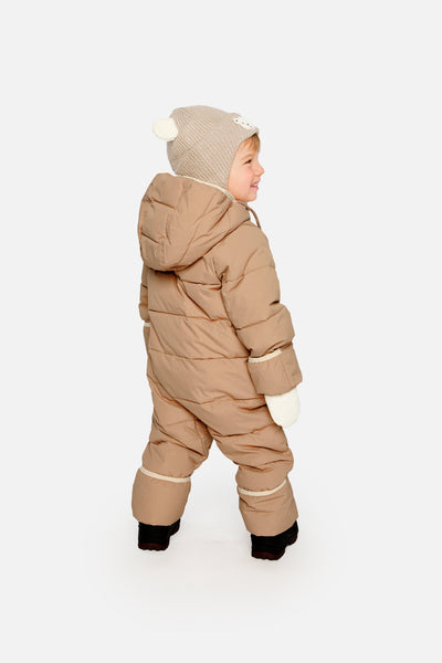 Beige Babyschneeanzug „Baby Cloud“ als Einteiler, für Autositze geeignet
