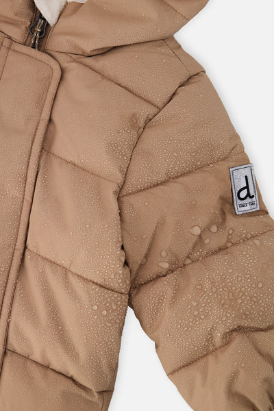 Beige Babyschneeanzug „Baby Cloud“ als Einteiler, für Autositze geeignet