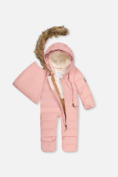 Baby Snug One Piece Snowsuit Adapted For Car Seats Pale Dusty Pink - J10B701_06220