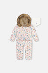 Baby Snug One Piece Snowsuit Adapted For Car Seats White With Floral Print - J10B701_1J003