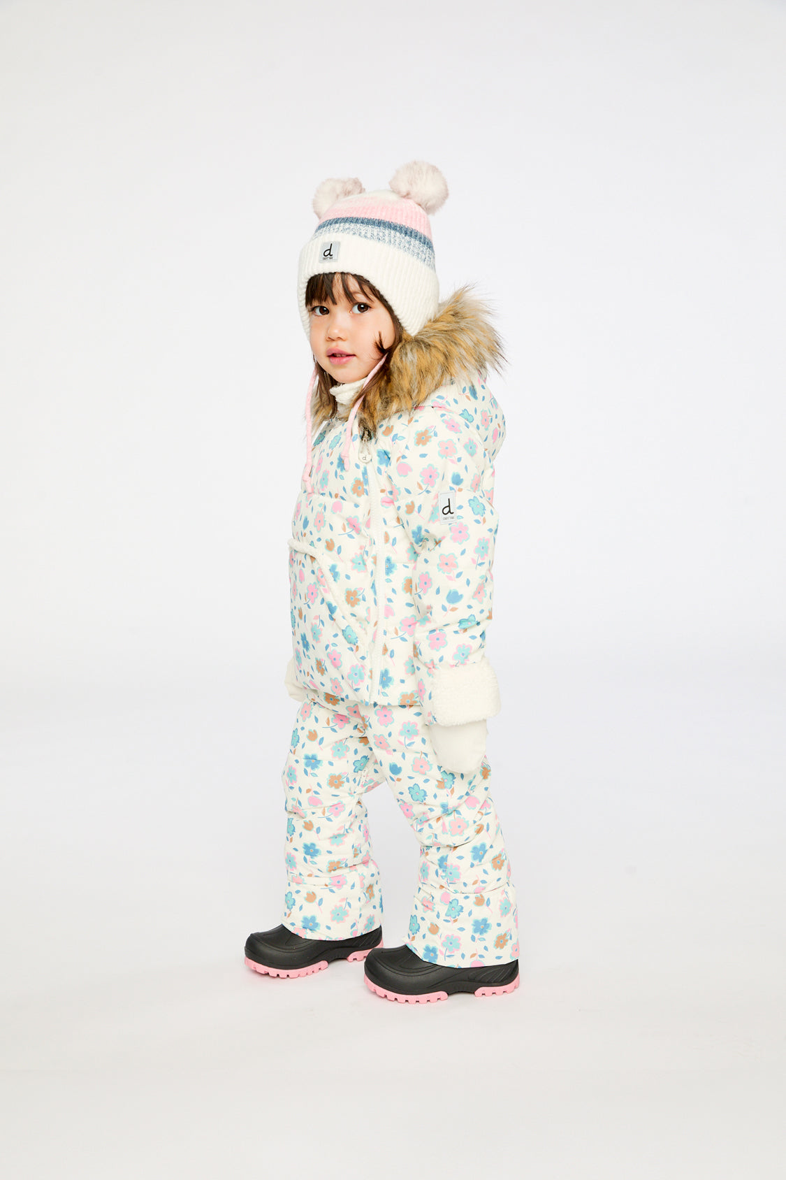 Baby Snug One Piece Snowsuit Adapted For Car Seats White With Floral Print - J10B701_1J003