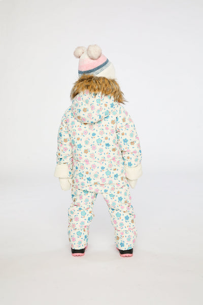 Baby Snug One Piece Snowsuit Adapted For Car Seats White With Floral Print - J10B701_1J003