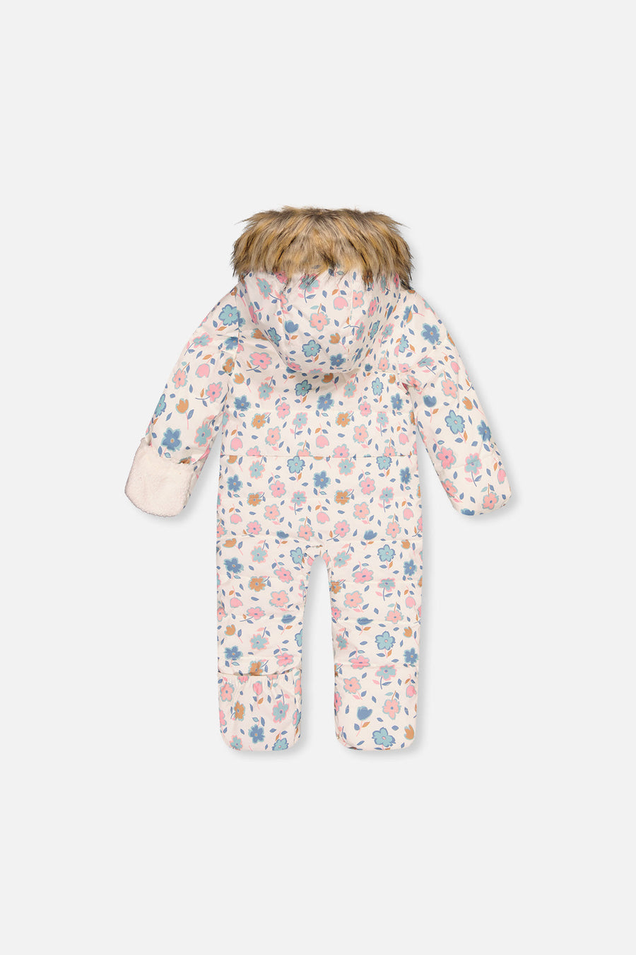 Baby Snug One Piece Snowsuit Adapted For Car Seats White With Floral Print - J10B701_1J003