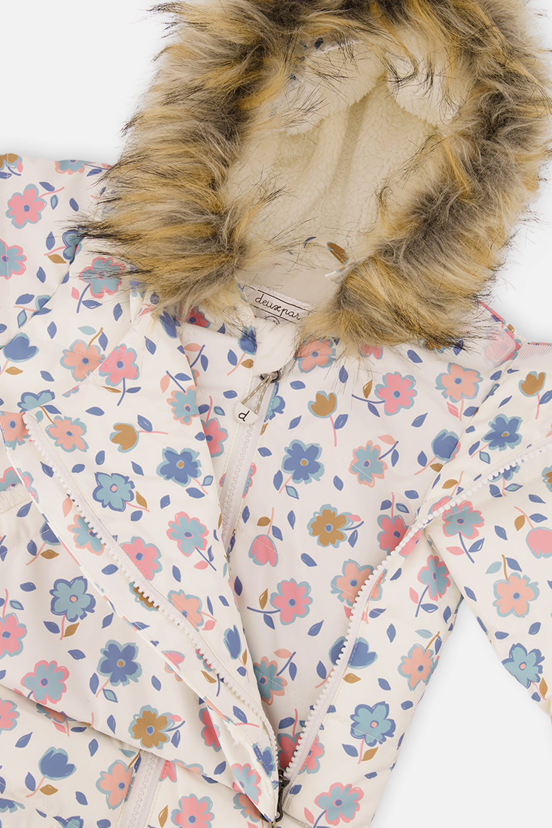 Baby Snug One Piece Snowsuit Adapted For Car Seats White With Floral Print - J10B701_1J003