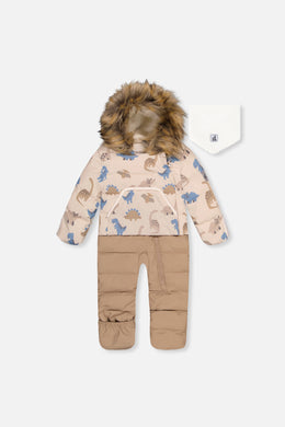 Baby Snug One Piece Snowsuit Adapted For Car Seats Blue Dinosaur Print - J10B701_1J006