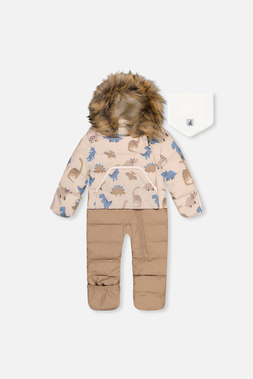 Baby Snug One Piece Snowsuit Adapted For Car Seats Blue Dinosaur Print - J10B701_1J006