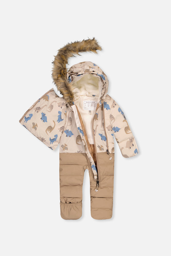 Baby Snug One Piece Snowsuit Adapted For Car Seats Blue Dinosaur Print - J10B701_1J006
