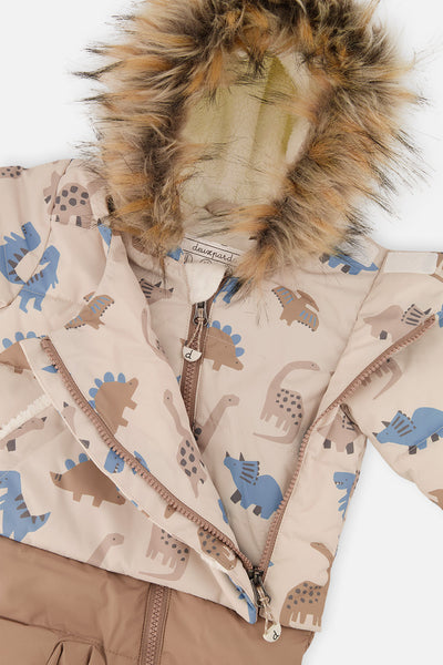Baby Snug One Piece Snowsuit Adapted For Car Seats Blue Dinosaur Print - J10B701_1J006