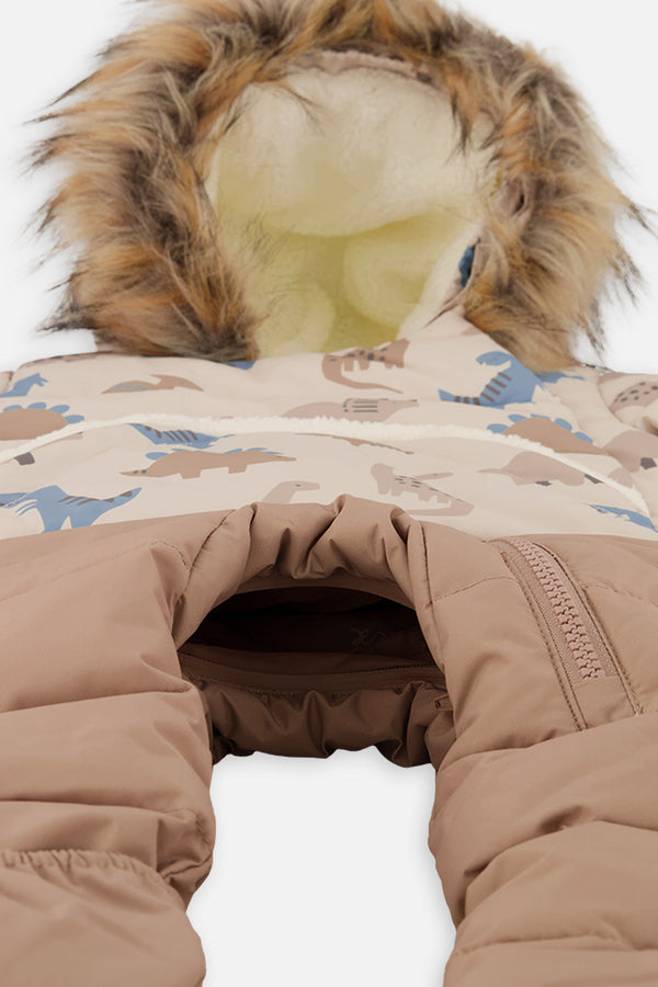Baby Snug One Piece Snowsuit Adapted For Car Seats Blue Dinosaur Print - J10B701_1J006
