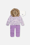 Baby Snug One Piece Snowsuit Adapted For Car Seats Purple Printed Mini Flowers - J10B701_1J007