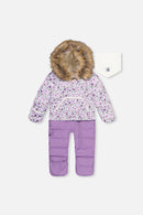 Baby Snug One Piece Snowsuit Adapted For Car Seats Purple Printed Mini Flowers - J10B701_1J007