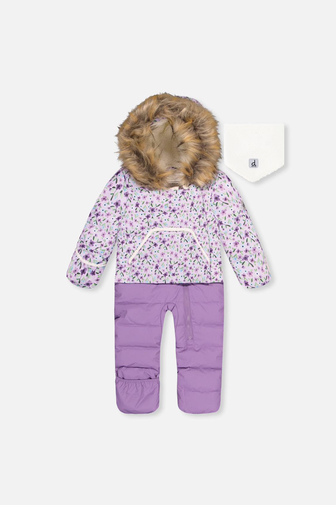 Baby Snug One Piece Snowsuit Adapted For Car Seats Purple Printed Mini Flowers - J10B701_1J007