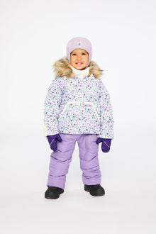 Baby Snug One Piece Snowsuit Adapted For Car Seats Purple Printed Mini Flowers - J10B701_1J007