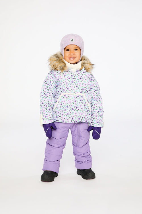Baby Snug One Piece Snowsuit Adapted For Car Seats Purple Printed Mini Flowers - J10B701_1J007