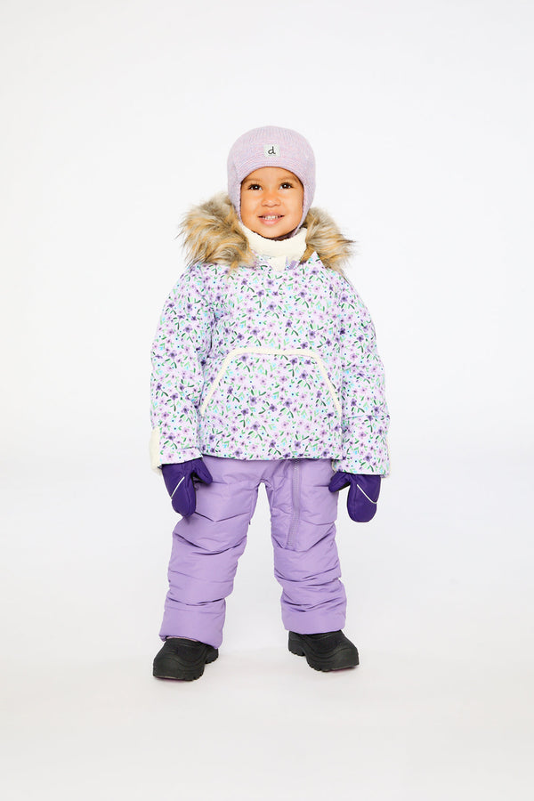 Baby Snug One Piece Snowsuit Adapted For Car Seats Purple Printed Mini Flowers - J10B701_1J007