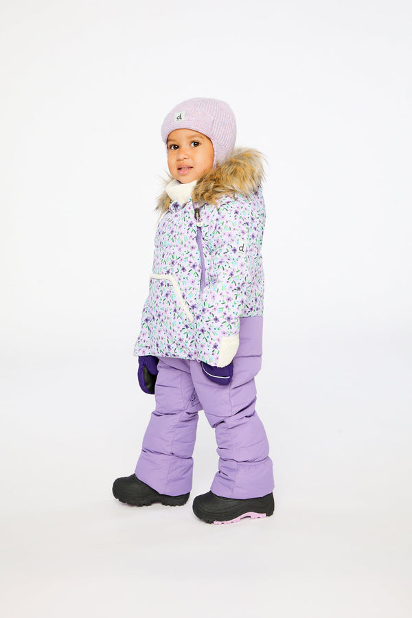 Baby Snug One Piece Snowsuit Adapted For Car Seats Purple Printed Mini Flowers - J10B701_1J007