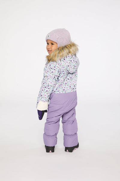 Baby Snug One Piece Snowsuit Adapted For Car Seats Purple Printed Mini Flowers - J10B701_1J007