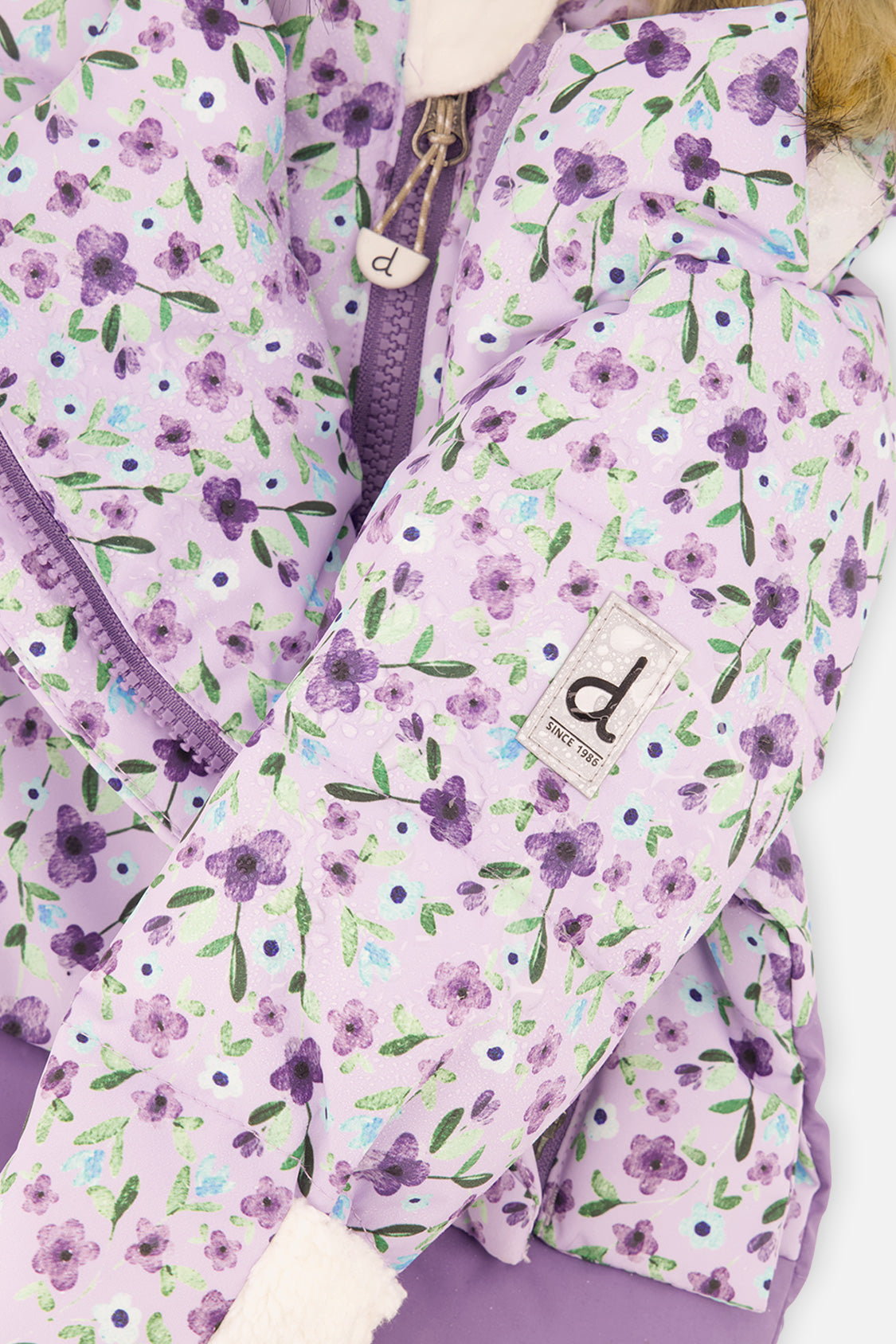 Baby Snug One Piece Snowsuit Adapted For Car Seats Purple Printed Mini Flowers - J10B701_1J007
