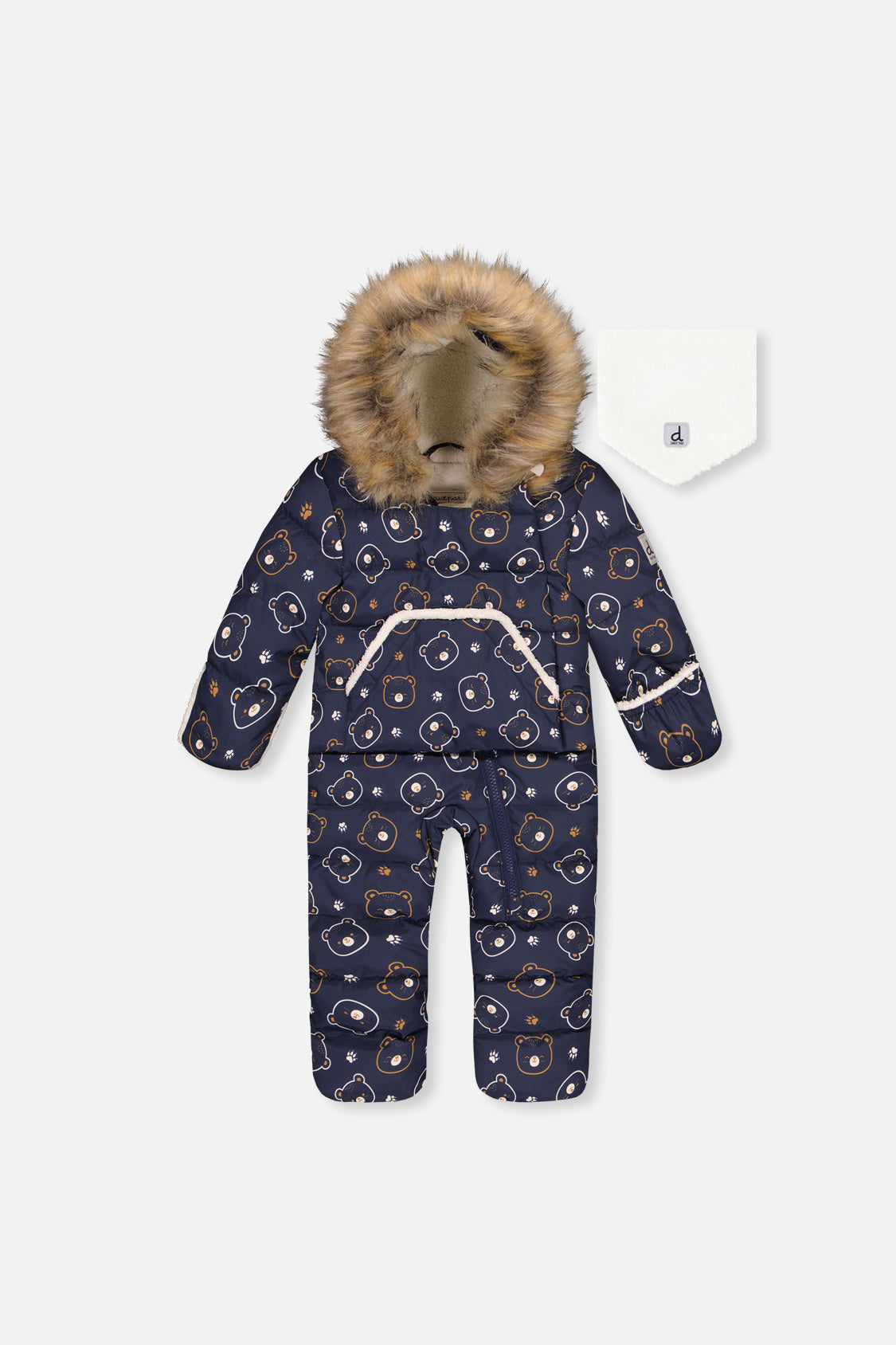 Baby Snug One Piece Snowsuit Adapted For Car Seats Blue Printed Teddy Bears - J10B701_1J008