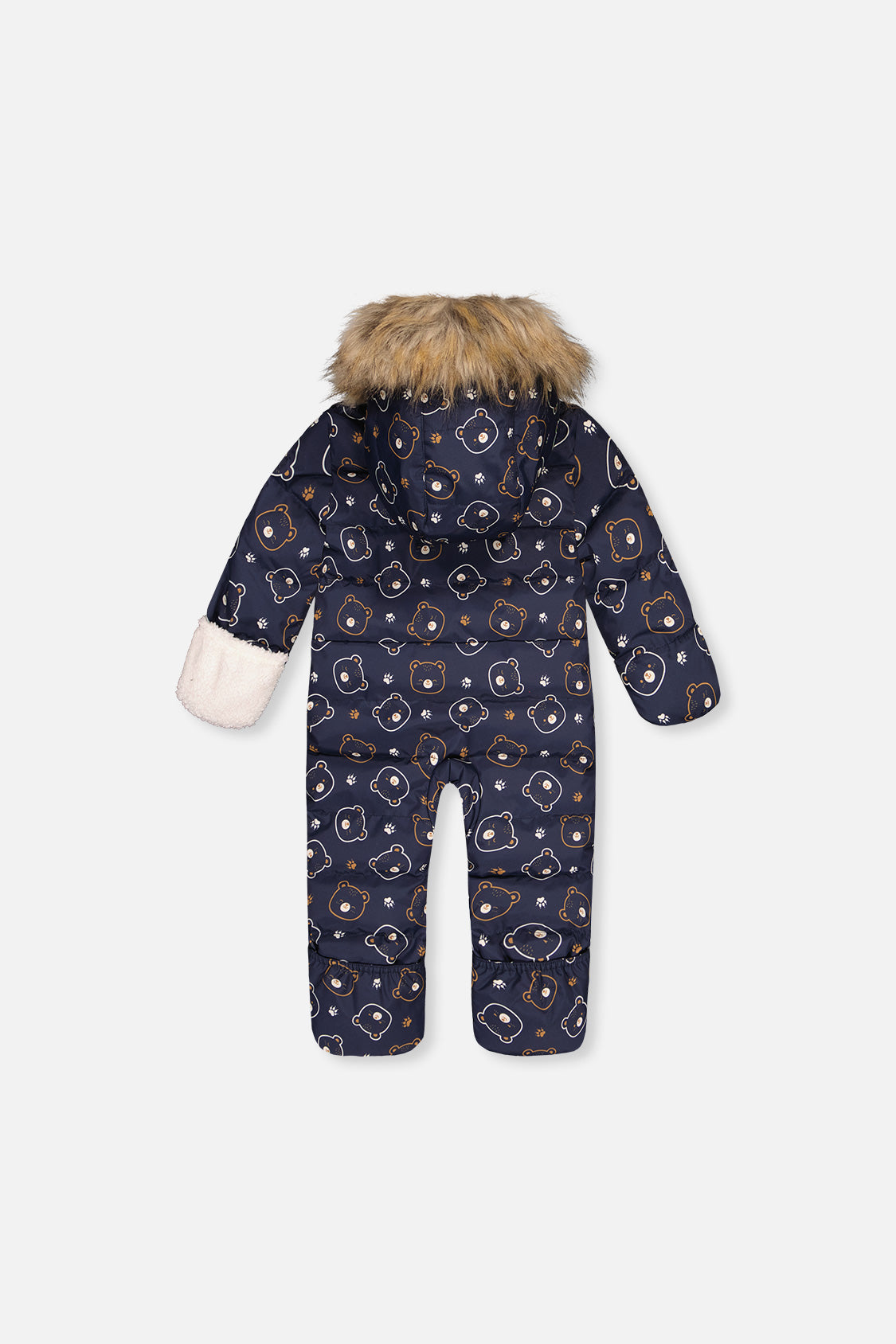 Baby Snug One Piece Snowsuit Adapted For Car Seats Blue Printed Teddy Bears - J10B701_1J008