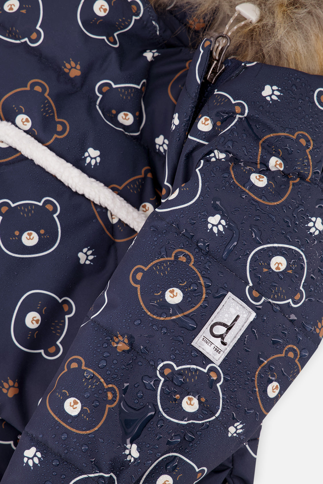 Baby Snug One Piece Snowsuit Adapted For Car Seats Blue Printed Teddy Bears - J10B701_1J008
