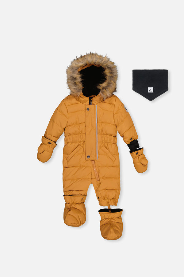 Baby Original One Piece Puffy Snowsuit With Removable Mittens And Boots Brown Sugar - J10B702_01740
