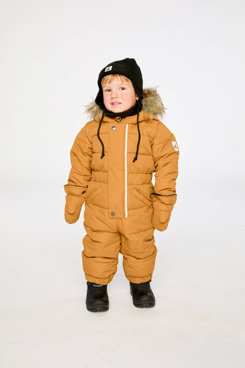 Baby Original One Piece Puffy Snowsuit With Removable Mittens And Boots Brown Sugar - J10B702_01740