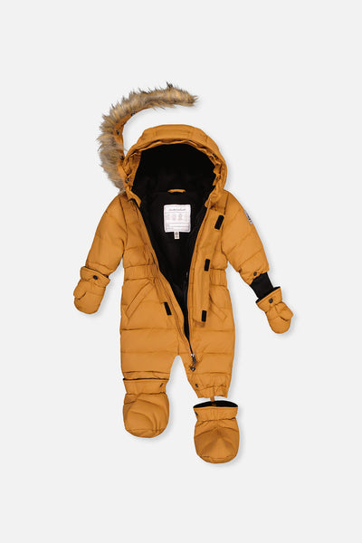 Baby Original One Piece Puffy Snowsuit With Removable Mittens And Boots Brown Sugar - J10B702_01740