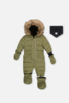 Baby Original One Piece Puffy Snowsuit With Removable Mittens And Boots Olive Green - J10B702_03090