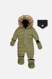 Baby Original One Piece Puffy Snowsuit With Removable Mittens And Boots Olive Green - J10B702_03090