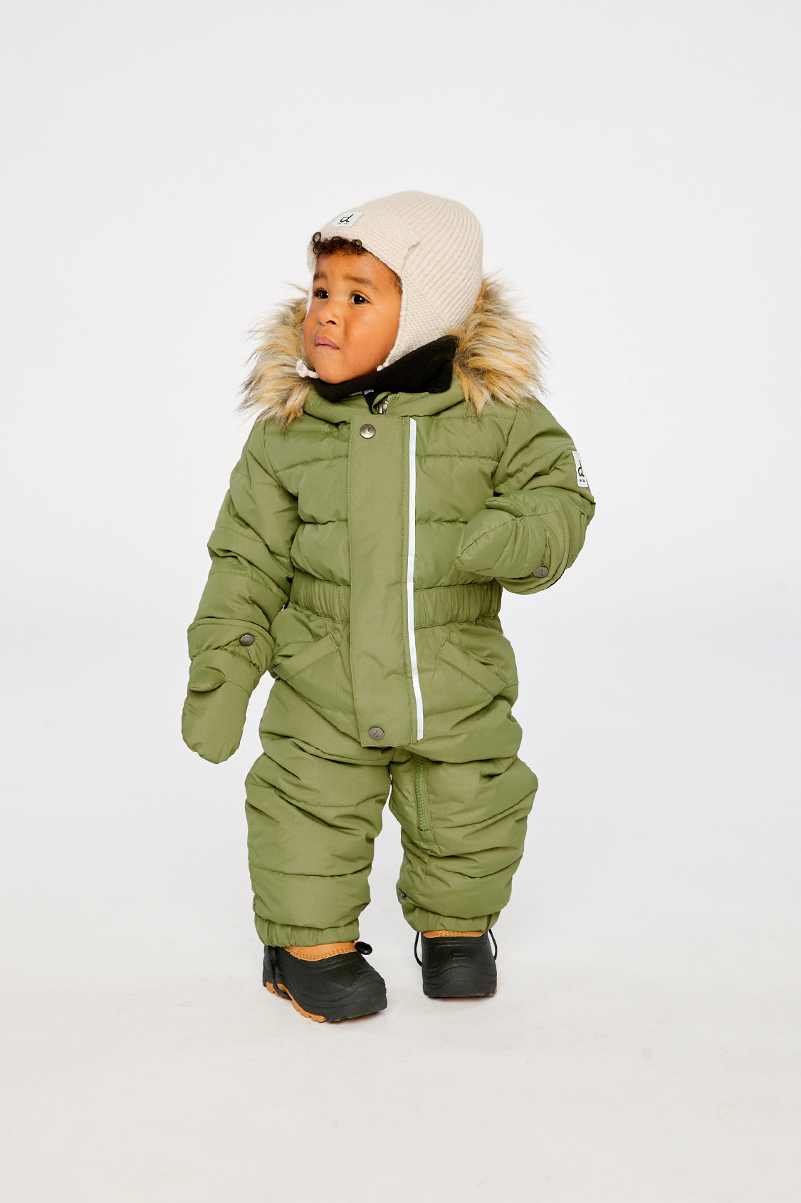 Baby Original One Piece Puffy Snowsuit With Removable Mittens And Boots Olive Green - J10B702_03090