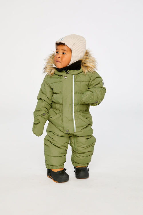 Baby Original One Piece Puffy Snowsuit With Removable Mittens And Boots Olive Green - J10B702_03090