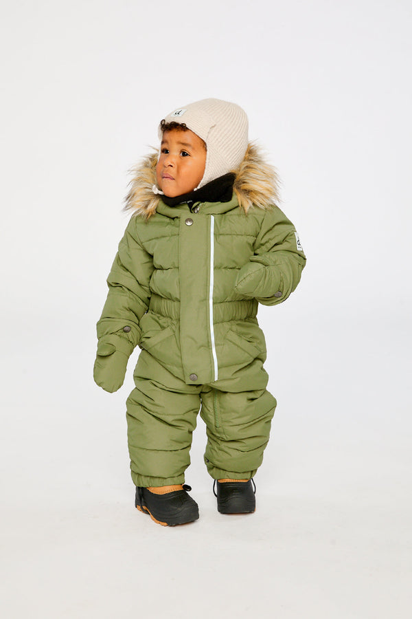 Baby Original One Piece Puffy Snowsuit With Removable Mittens And Boots Olive Green - J10B702_03090