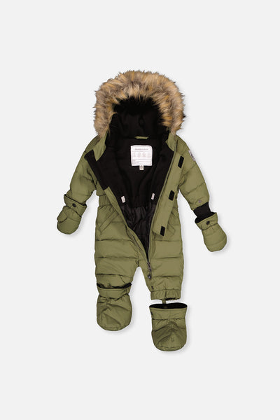 Baby Original One Piece Puffy Snowsuit With Removable Mittens And Boots Olive Green - J10B702_03090