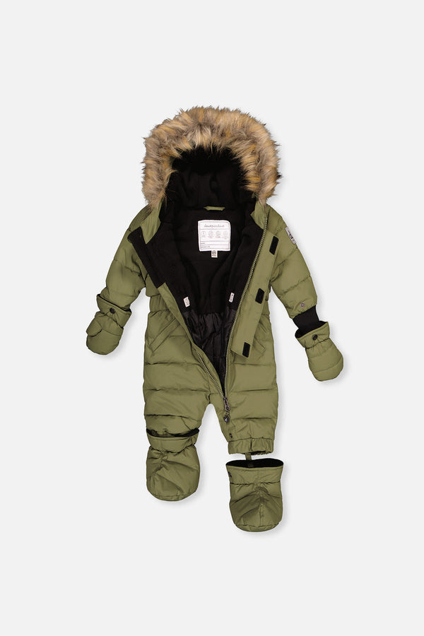 Baby Original One Piece Puffy Snowsuit With Removable Mittens And Boots Olive Green - J10B702_03090