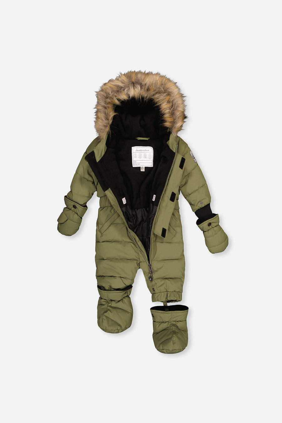 Baby Original One Piece Puffy Snowsuit With Removable Mittens And Boots Olive Green - J10B702_03090
