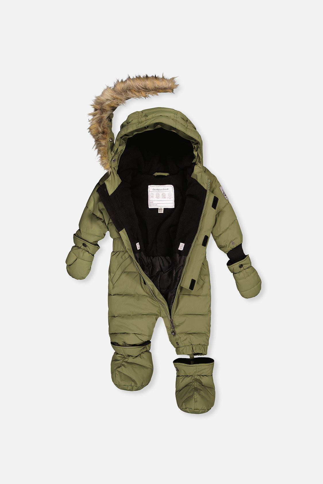 Baby Original One Piece Puffy Snowsuit With Removable Mittens And Boots Olive Green - J10B702_03090