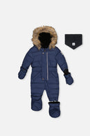 Baby Original One Piece Puffy Snowsuit With Removable Mittens And Boots Dark Blue - J10B702_04013