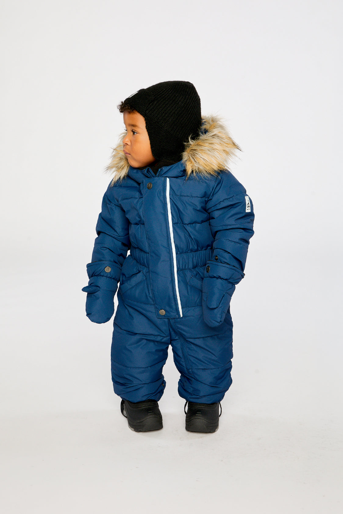 Baby Original One Piece Puffy Snowsuit With Removable Mittens And Boots Dark Blue - J10B702_04013