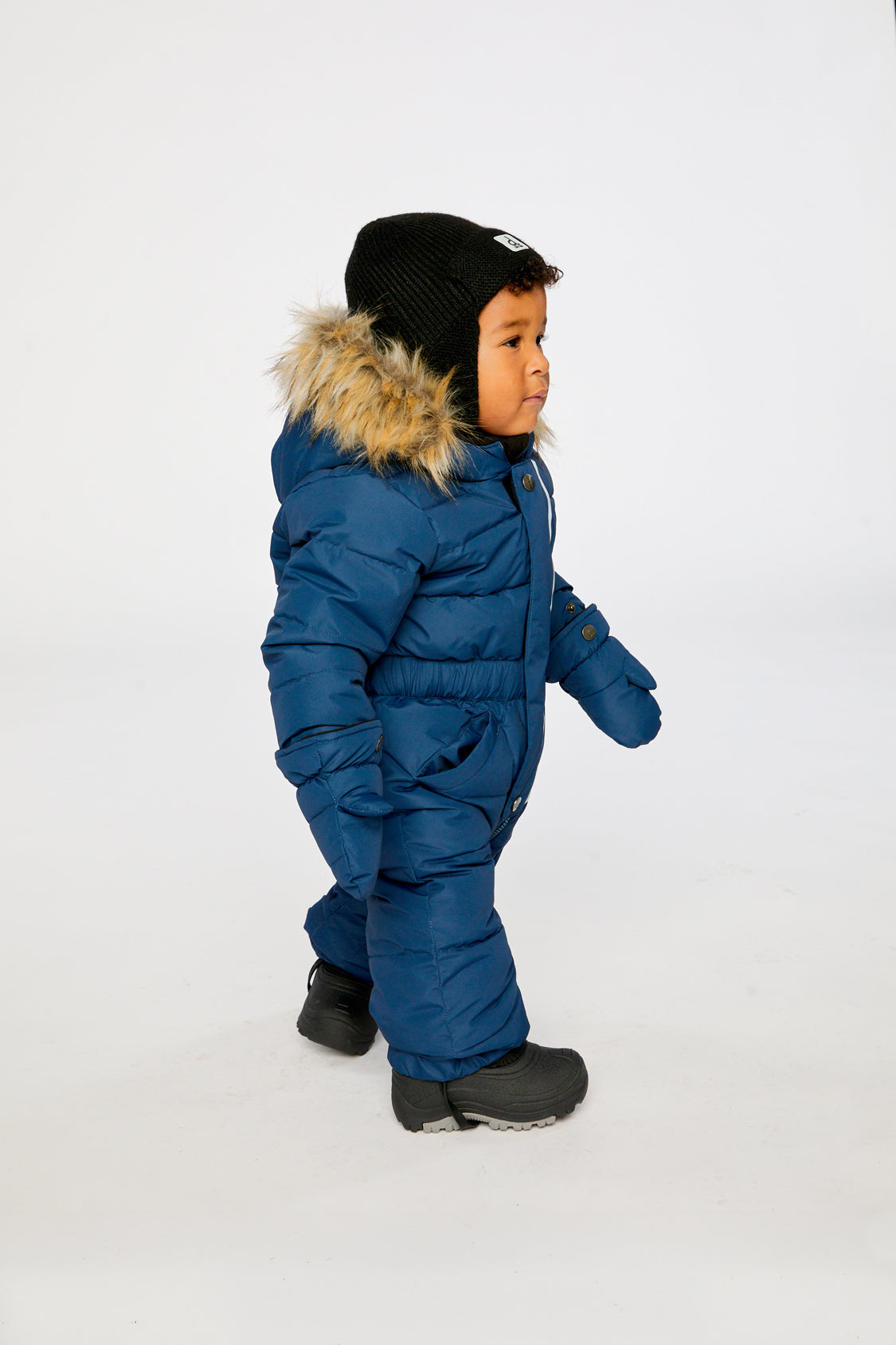 Baby Original One Piece Puffy Snowsuit With Removable Mittens And Boots Dark Blue - J10B702_04013